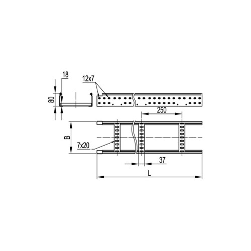 Лестничный лоток 50х200 DKC LL5020 L3000